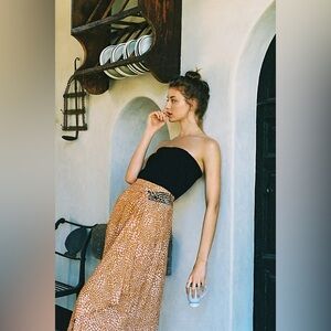 Anthropologie Minetta Midi Skirt, 2P Small Orange Brown Pattern Animal Print